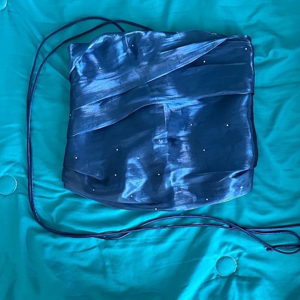 Elegant Blue Satin Women's Bag